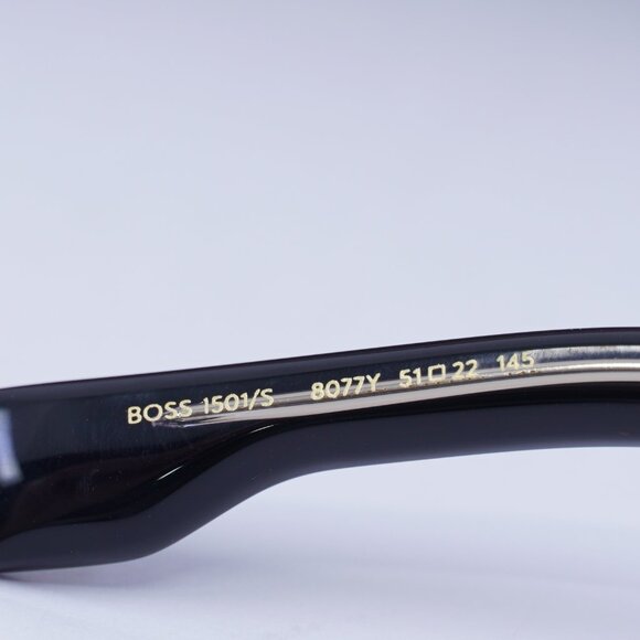 Hugo BOSS 1501/S 0807 7Y Square Sunglasses - Black/Grey with Gold Logo - Picture 9 of 11